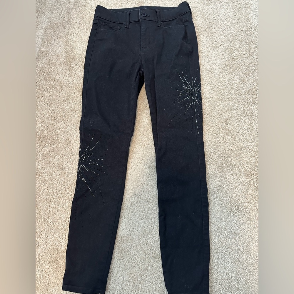 WHBM Black Jeans with Starburst Design